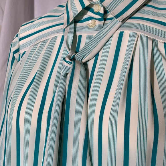 Vintage, long sleeve, button-down blouse striped - Picture 2 of 8